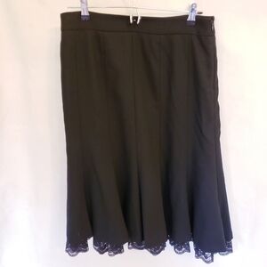 Ann Taylor Loft Black Wool Skirt w/ Lace Detail